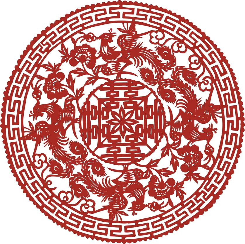 中国风中式传统喜庆民俗人物动物窗花剪纸插画边框AI矢量PNG素材【2810】